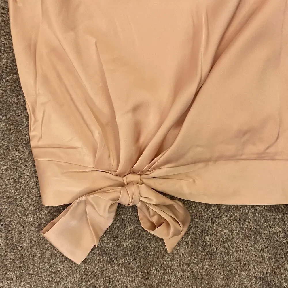 Express Women's Satin One Shoulder Tie Waist Top Pale Pink Size XS - NWT $64 - Picture 8 of 16